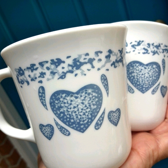 Vintage Mug Corning Ware Blue Heart Country - Picture 3 of 10
